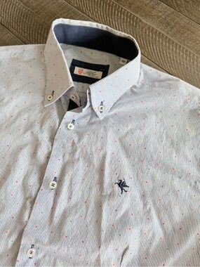 Fylo Collection Men’s Patterned Button-Down Shirt – Medium